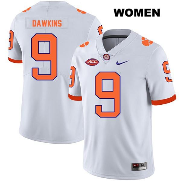 Women's Clemson Tigers #9 Brian Dawkins Jr. Stitched White Legend Authentic Nike NCAA College Football Jersey ZJA0046ZK